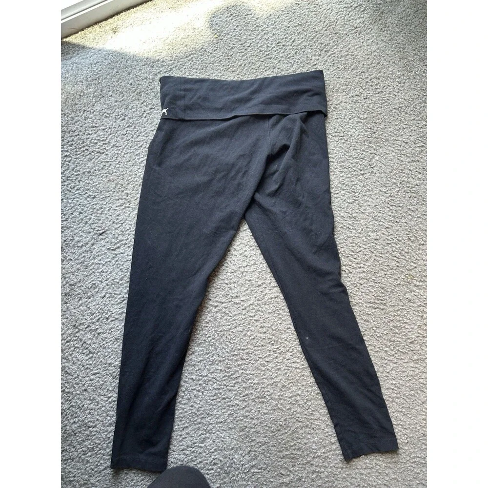 Y2K Victoria's Secret PINK Vintage MED Black Foldover Yoga Pants Skinny - Picture 4 of 4